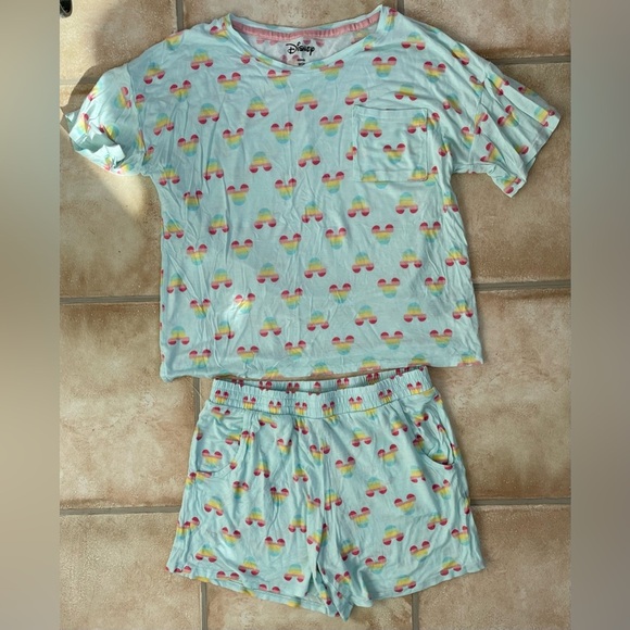 Disney Ladies Short Teal Colored Pajama Set With Pockets Minnie; size S - Picture 1 of 5